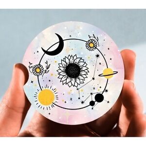 Set of 2 Car Coasters, Celestial 6 Car Coaster, Neoprene Car‎ Coaster
